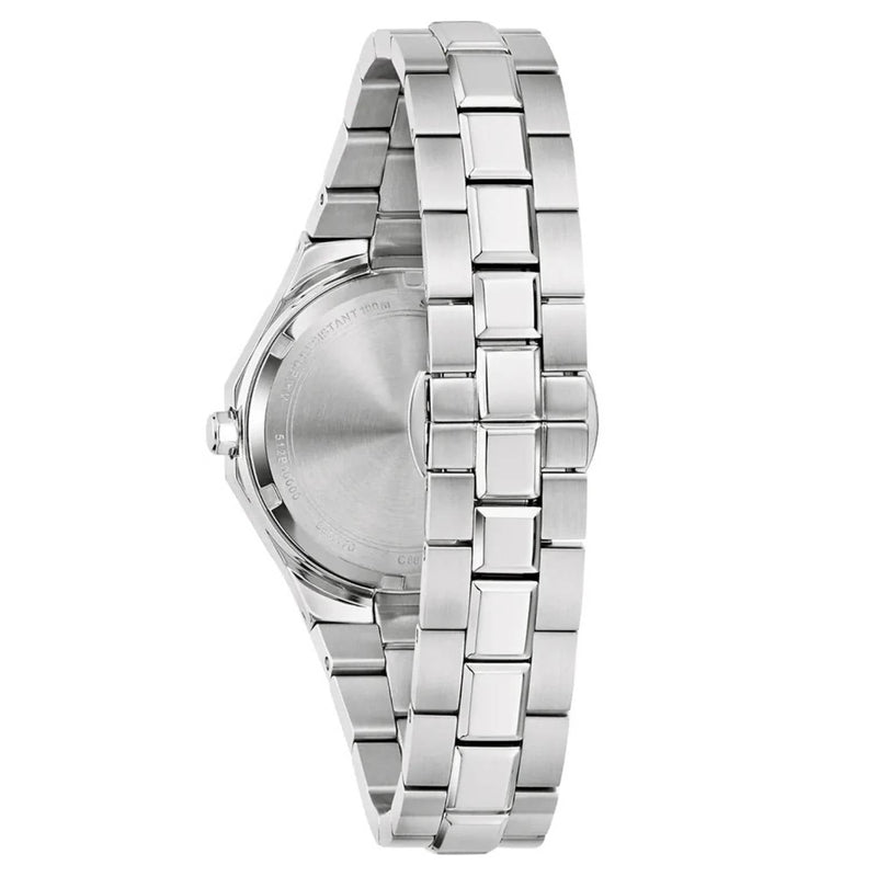 Bulova Classic 96M170 analog damklocka med rosa urtavla och armband i rostfritt stål