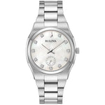 Bulova Surveyor 96P242 analog damklocka med silver urtavla och armband i rostfritt stål