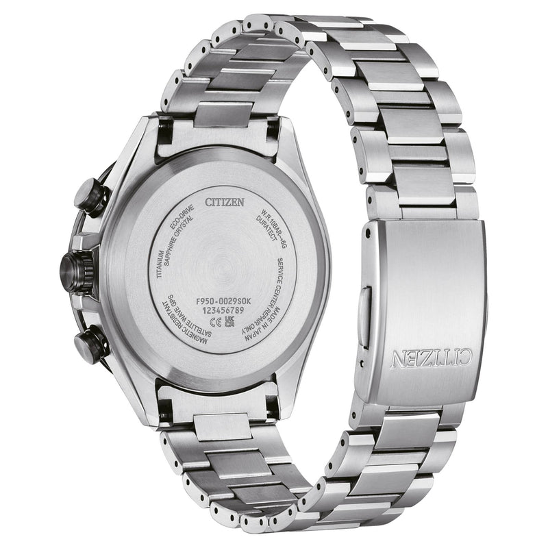 Citizen Satellite Wave GPS CC4075-50L analog herrklocka med blå urtavla och armband i titan