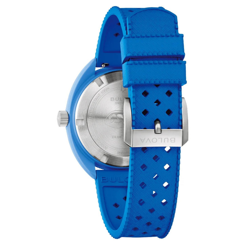 Bulova Snorkel 98B445 analog herrklocka med blå urtavla och armband i gummi