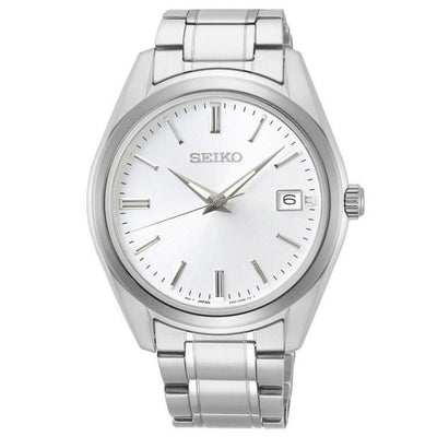 Seiko New Link SUR307P1 analog herrklocka med vit urtavla och armband i rostfritt stål