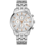 Bulova Klassisk 96B411 analog herrklocka med silver urtavla och armband i rostfritt stål
