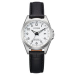 Citizen Radio Controlled EC1180-14A analog damklocka med vit urtavla och armband i läder