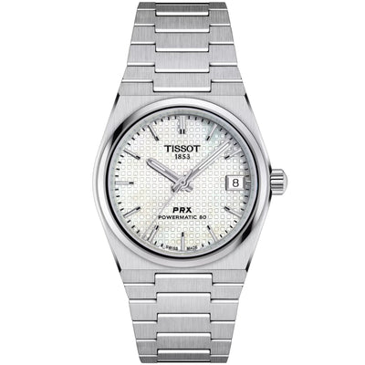 Tissot PRX Powermatic 80 T137.207.11.111.00 analog unisexklocka med vit urtavla och armband i rostfritt stål