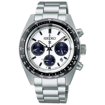 Seiko Prospex Speedtimer Solar SSC813P1 analog herrklocka med vit urtavla och armband i rostfritt stål