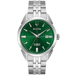 Bulova Sutton 96B424 analog herrklocka med grön urtavla och armband i rostfritt stål