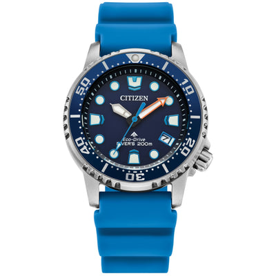 Citizen Promaster Marine EO2028-06L analog unisexklocka med blå urtavla och armband i gummi