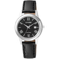Citizen Eco-Drive FE1081-08E analog damklocka med svart urtavla och armband i läder