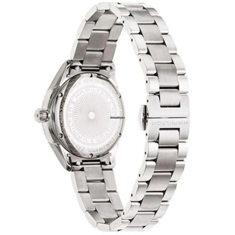 Hamilton Jazzmaster Seaview H37411911 analog damklocka med vit urtavla och armband i rostfritt stål