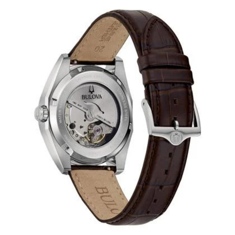 Bulova Surveyor 96B427 analog herrklocka med grön urtavla och armband i läder