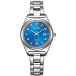 Citizen Super Titanium EW2601-81L analog damklocka med blå urtavla och armband i titan