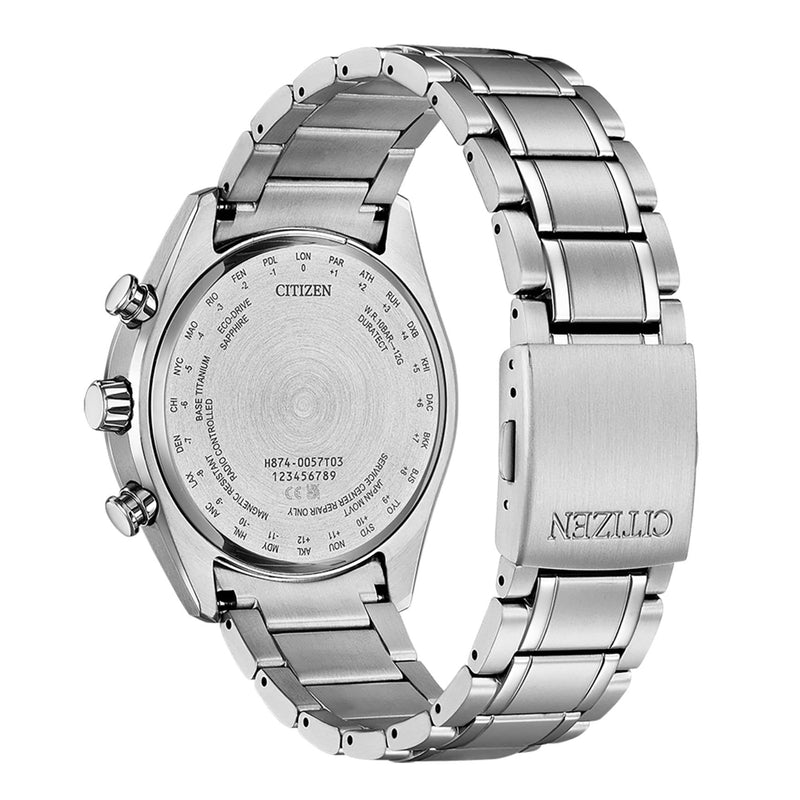 Citizen Tsuki-yomi BY1010-81H analog herrklocka med grå urtavla och armband i titan