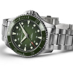 Hamilton Khaki Navy Scuba H82525160 analog herrklocka med grön urtavla och armband i rostfritt stål