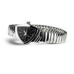 Hamilton Ventura S H24211130 analog damklocka med svart urtavla och armband i rostfritt stål