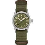 Hamilton Khaki Field H69301960 analog herrklocka med grön urtavla och armband i textil