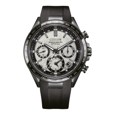 Citizen Attesa Satellite Wave GPS CC4055-14H analog herrklocka med silver urtavla och armband i gummi