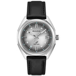 Bulova Jet Star 96B414 analog herrklocka med silver urtavla och armband i läder