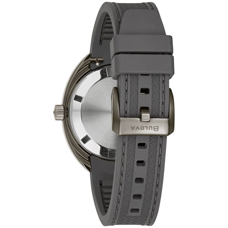 Bulova Oceanographer GMT 98B407 analog herrklocka med beige urtavla och armband i silikon