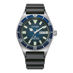 Citizen PROMASTER Mechanical Diver NY0129-07L analog unisexklocka med blå urtavla och armband i gummi