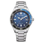 Citizen Eco-Drive AW1821-89L analog unisexklocka med blå urtavla och armband i rostfritt stål