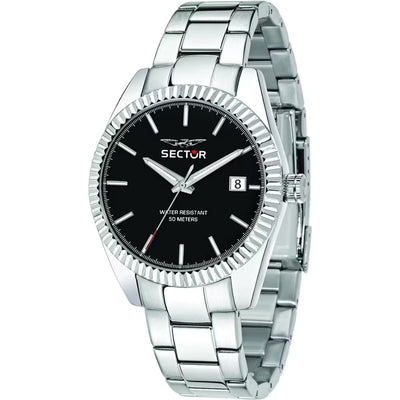 Sector 240 R3253240011 analog herrklocka med svart urtavla och armband i rostfritt stål