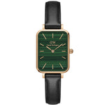 Daniel Wellington Quadro Pressed Sheffield analog damklocka med grön urtavla och armband i läder