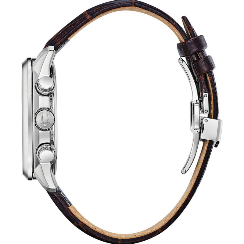 Bulova Classic Sutton 96B311 analog herrklocka med svart urtavla och armband i läder