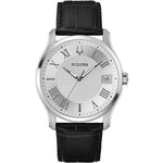 Bulova Classic Wilton 96B388 analog herrklocka med silver urtavla och armband i läder