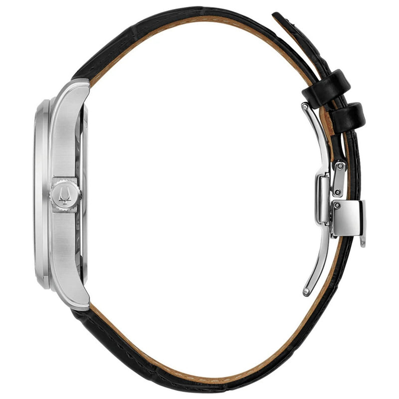 Bulova Classic Wilton 96B388 analog herrklocka med silver urtavla och armband i läder