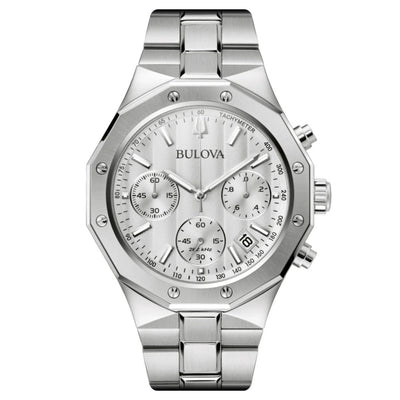 Bulova Classic 96B408 analog herrklocka med silver urtavla och armband i rostfritt stål