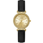 Guess Enchantment GW0764L2 analog damklocka med guld urtavla och armband i läder