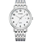 Citizen Classic BI5070-57A analog herrklocka med vit urtavla och armband i rostfritt stål