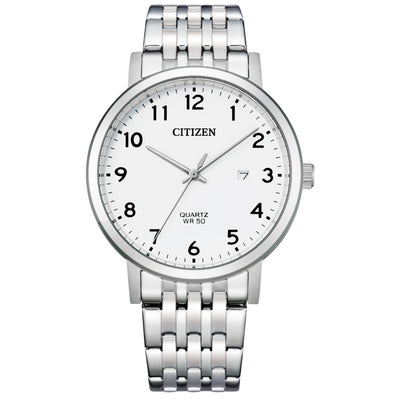 Citizen Classic BI5070-57A analog herrklocka med vit urtavla och armband i rostfritt stål