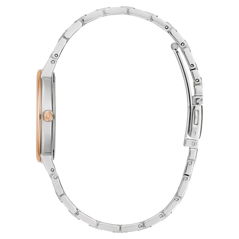 Bulova Classic 98L327 analog damklocka med flerfärgad urtavla och armband i rostfritt stål
