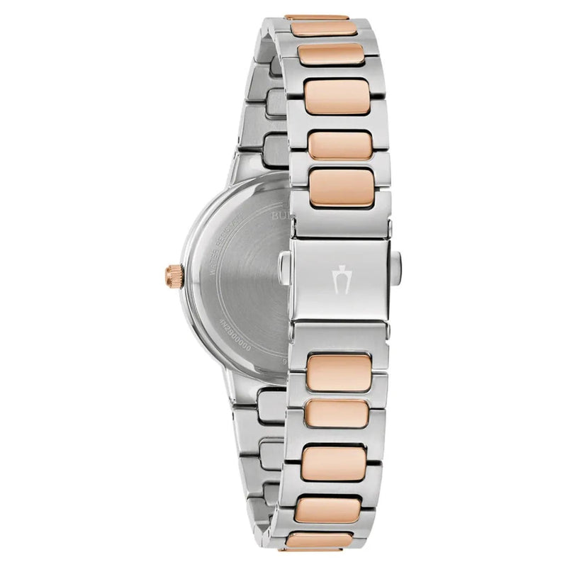 Bulova Classic 98L327 analog damklocka med flerfärgad urtavla och armband i rostfritt stål