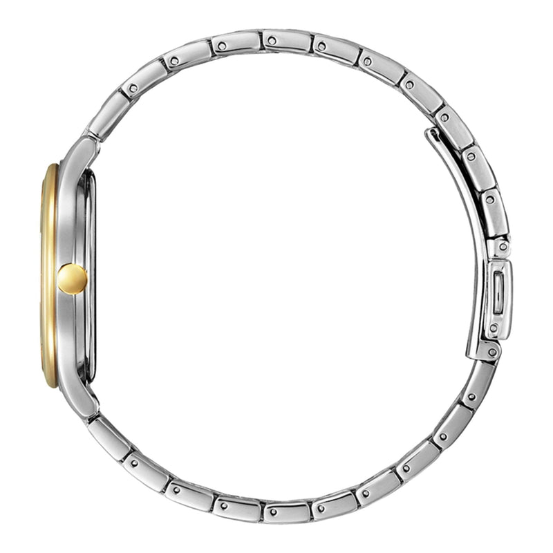 Citizen Eco-Drive EM0506-77A analog damklocka med vit urtavla och armband i rostfritt stål
