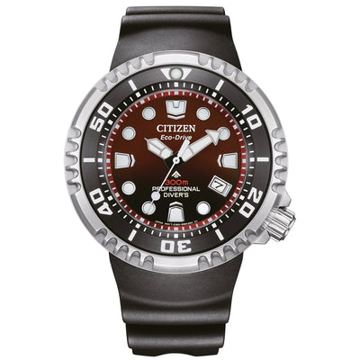 Citizen Promaster Professional Diver 300m BN1024-01Z analog herrklocka med rött urtavla och armband i gummi
