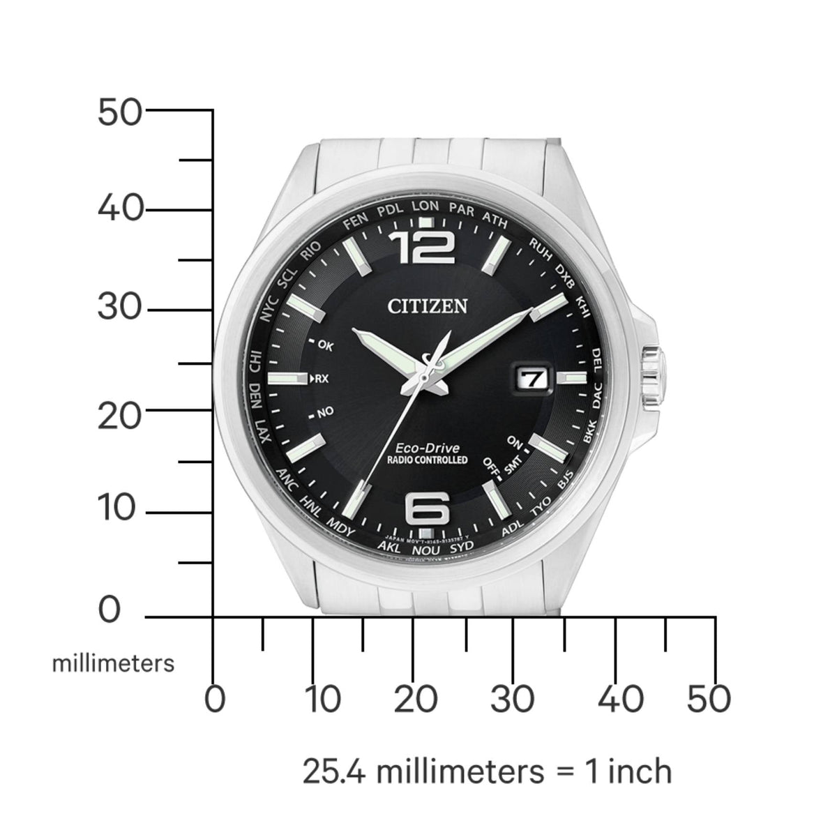 Citizen Eco-Drive CB0010-88E analog herrklocka med svart urtavla och armband i rostfritt stål