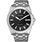 Citizen Eco-Drive BM7108-81E analog herrklocka med svart urtavla och armband i rostfritt stål