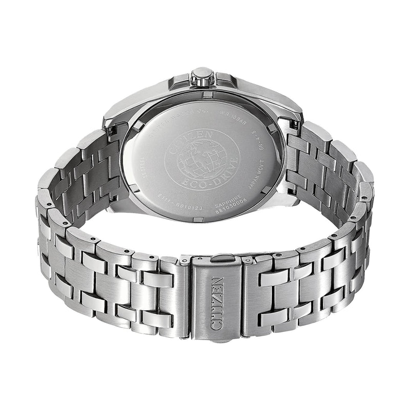 Citizen Eco-Drive BM7108-81E analog herrklocka med svart urtavla och armband i rostfritt stål