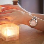 Citizen L Eco-Drive EM1140-80X analog damklocka med orange urtavla och armband i rostfritt stål