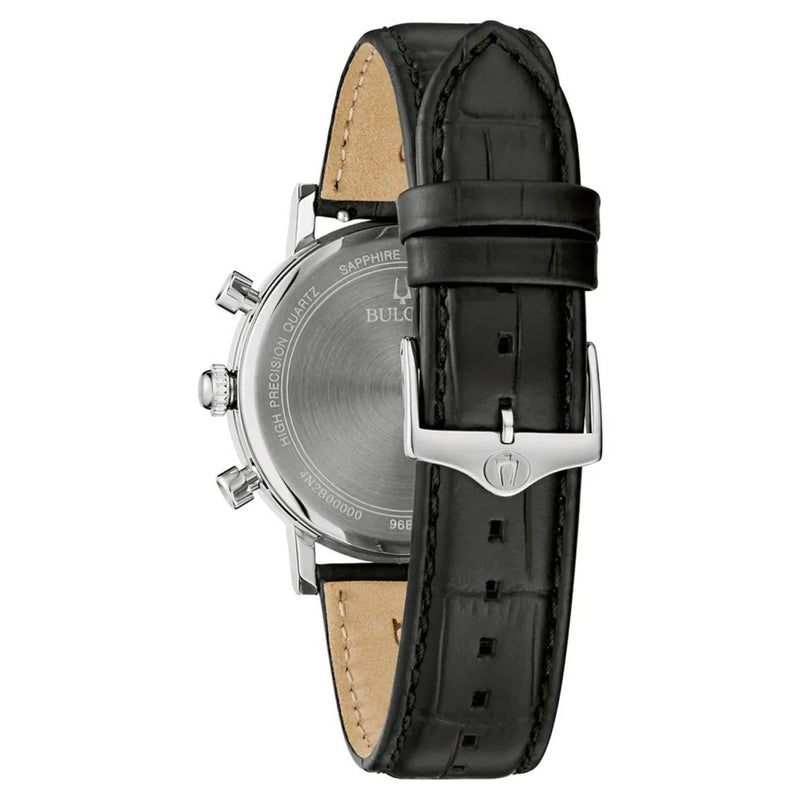 Bulova Classic 96B457 analog herrklocka med grön urtavla och armband i läder