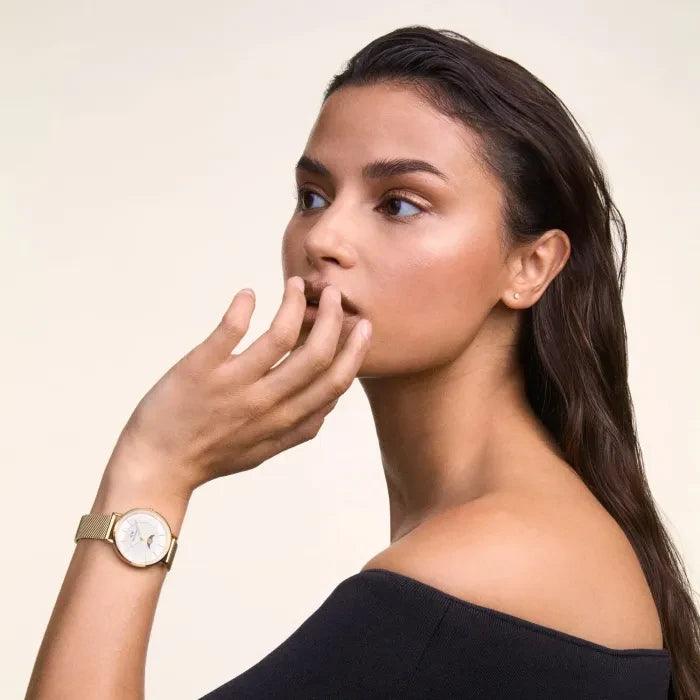 Daniel Wellington DW00100771 analog damklocka med vit urtavla och armband i rostfritt stål
