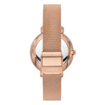 Fossil Jacqueline ES4628 analog damklocka med roséguld urtavla och armband i rostfritt stål